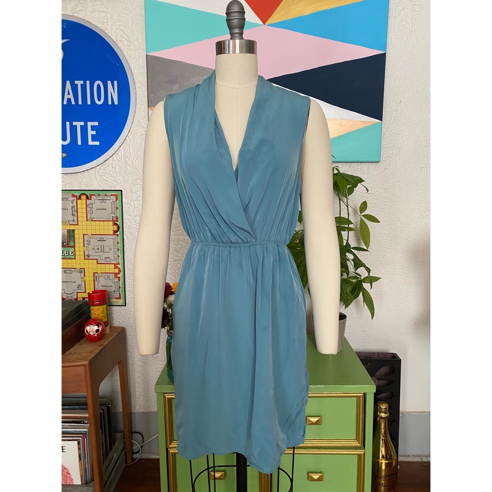 Blue Sparkle & Fade plunge dress